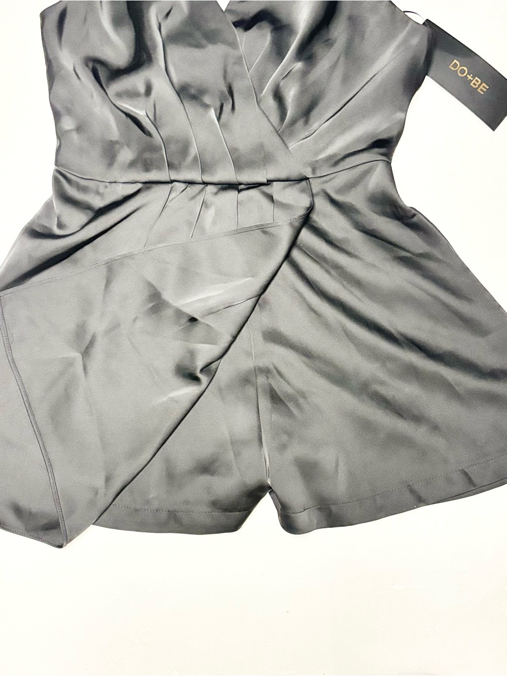 DO+BE Black Halter V-Neck Satin Mini Dress - Picture 2 of 8